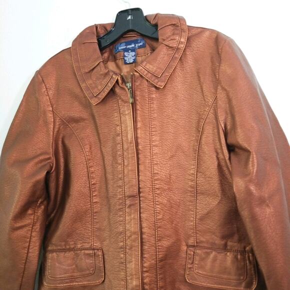 Susan Graver copper vegan leather jacket M - Picture 3 of 10